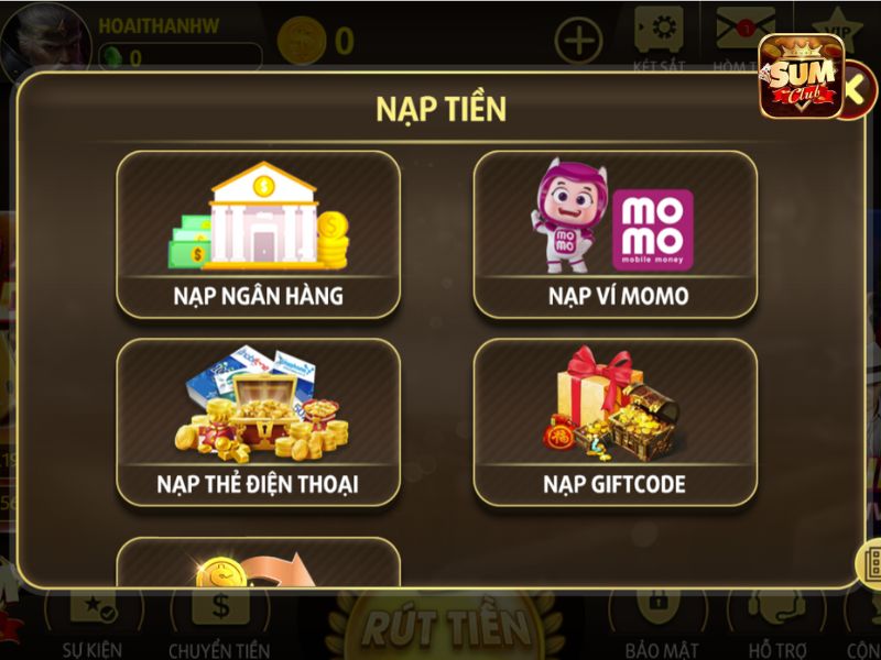Chi tiêt cách nạp rút tiền Sumclub
